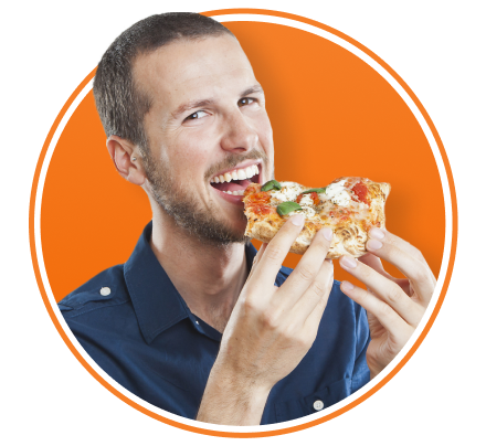 Happy Loop Customer Eating Hello Tasty Pizza
